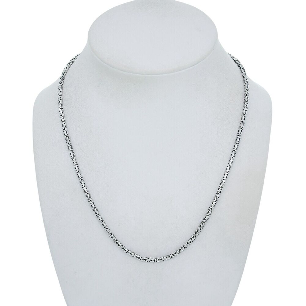 Vintage Sterling Silver 925 2.8mm Bali Byzantine Chain Necklace 18"